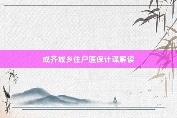 成齐城乡住户医保计谋解读